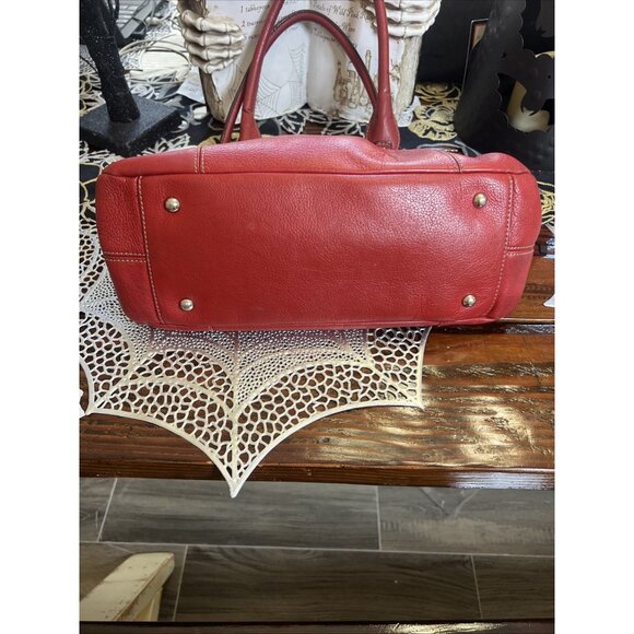 TIGNANELLO SHOULDER SATCHEL TOTE HANDBAG RED PEBBLE LEATHER Purse - Picture 8 of 16